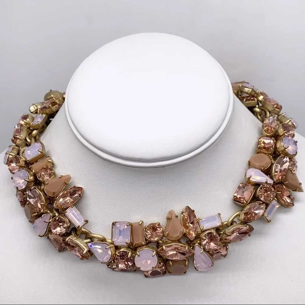 J. Crew Glacier Pink Peach Opalescent Collar Necklace